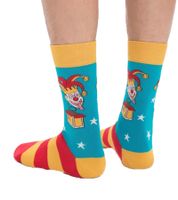 1 paire de chaussettes en coton moutarde Jack in the Box Box Devil Design rayées longues bas 20S-JACK Rouge/Jaune/Bleu