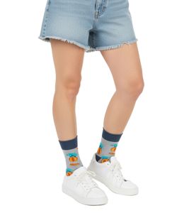 1 paire de chaussettes homme en coton Moustard Elephant Circus avec motifs imprimés all-over chaussettes longues 20SELEPCIRC-M Gris/Bleu