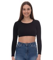 Haut court côtelé ouvert à dos pour femme de Sixth June avec haut à manches longues ouvert à dos, chemise d'été côtelée W33668KTO Noir