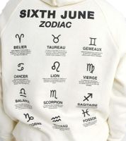 Sixth June Oversized Zodiac Signs Herren Kapuzen-Pullover Sweat-Hoodie mit Sternzeichen Print 22629 Hellbeige