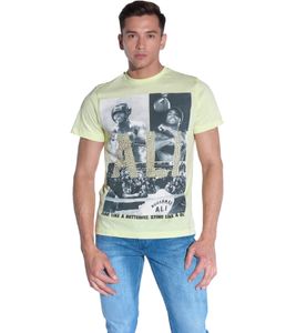 COURSE Herren T-Shirt mit großem Muhammad Ali Aufdruck Baumwoll-Shirt Rundhals-Shirt 900530 Gelb
