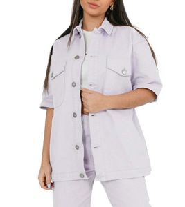 Veste en jean Sixth June pour femme, collection automne, en coton, violette W33796EJA