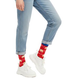 1 pairs of Moustard Sumo cotton socks with sumo wrestlers patterned long socks 22S-SUMO red/blue