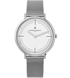 Pierre Cardin Herren Armband-Uhr analoge Quarz-Uhr mit Edelstahl-Armband 3ATM 41mm CBV.1027 Silber