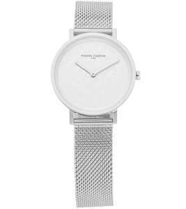 Pierre Cardin women's wristwatch, analog quartz watch with stainless steel bracelet 3ATM 31mm CBV.1508 silver