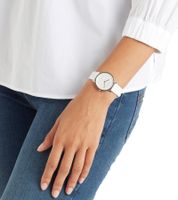 Pierre Cardin ladies' wristwatch with branded initials print, analogue quartz watch with leather strap 3ATM 31mm CBV.1501 white/silver