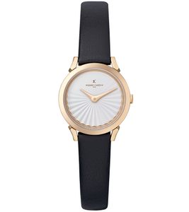Pierre Cardin ladies' wristwatch, two-hand watch, analogue quartz watch with leather strap 3ATM 27mm CPI.2501 black/rose gold