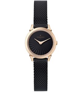 Pierre Cardin ladies' watch with simple dial, analogue quartz watch with stainless steel bracelet, 3ATM, 27mm, CPI.2516, Black/Gold