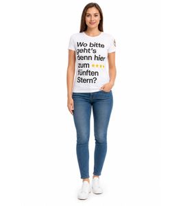 Camiseta de fútbol de mujer de eBay, de algodón, con cuello redondo y número en la espalda, DFB Jubelsommer 900418, color blanco