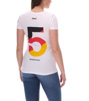 Maglietta da tifoso di calcio eBay da donna in cotone con scollo rotondo e numero sul retro DFB Jubelsommer 900418 Bianco