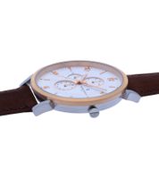 Pierre Cardin men's wristwatch with multi-dial analog quartz watch with leather strap 3ATM 44mm CPI.2060 brown/rose gold/silver
