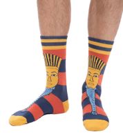 1 paires de chaussettes en coton Moutarde à l'effigie du Pharaon Toutankhamon chaussettes longues rayées 20S-TUTAN Bleu/Rouge/Or