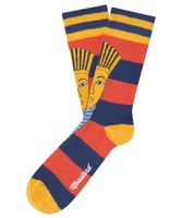 1 paires de chaussettes en coton Moutarde à l'effigie du Pharaon Toutankhamon chaussettes longues rayées 20S-TUTAN Bleu/Rouge/Or