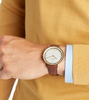 Pierre Cardin men's analog quartz watch with leather strap wristwatch 3ATM 41mm CBV.1031 gold/brown/white