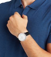 Pierre Cardin men's analog quartz watch with leather strap wrist watch 3ATM 41mm CBV.1025 silver/black