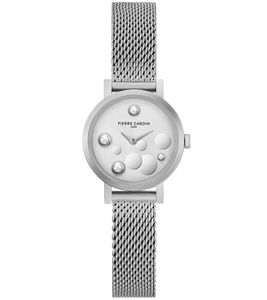 Pierre Cardin ladies' wristwatch dial with silver circle details analog quartz watch with stainless steel bracelet 3ATM 28mm CCM.0503 silver