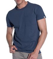 T-shirt basique en coton flammé pour homme avec poche poitrine et col rond, chemise en coton 900990 bleu foncé