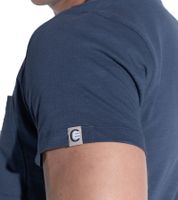 T-shirt basique en coton flammé pour homme avec poche poitrine et col rond, chemise en coton 900990 bleu foncé