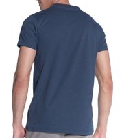 T-shirt basique en coton flammé pour homme avec poche poitrine et col rond, chemise en coton 900990 bleu foncé