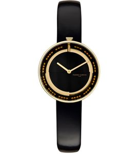 Pierre Cardin ladies' wristwatch, simple dial, analogue quartz watch with leather strap 3ATM 33mm CMA.0002 Black/Gold