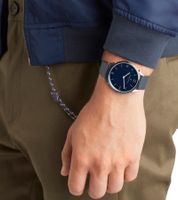 Pierre Cardin men's wristwatch analog quartz watch with leather strap 3ATM 40mm CPI.2017 dark blue/silver