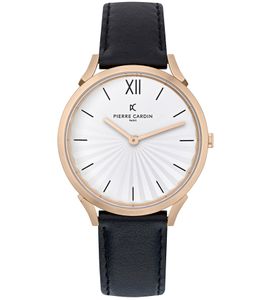 Pierre Cardin ladies' wristwatch, simple dial, analogue quartz watch with leather strap 3ATM 40mm CPI.2003 Black/Gold