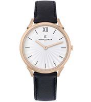 Pierre Cardin ladies' wristwatch, simple dial, analogue quartz watch with leather strap 3ATM 40mm CPI.2003 Black/Gold