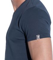 T-shirt basique pour homme COURSE Elements avec col en V Chemise d'été en coton 901271 Bleu foncé