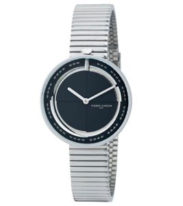 Reloj de señora Pierre Cardin, esfera atemporal, reloj analógico de cuarzo con brazalete de acero inoxidable, 3 ATM, 32 mm, CMA.0008, plata/negro