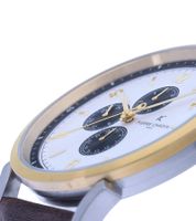 Pierre Cardin men's wristwatch with multi-dial analog quartz watch with leather strap 3ATM 44mm CPI.2061 brown/gold/silver