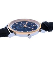 Pierre Cardin men's wristwatch with colored multi-dial analog quartz watch with leather strap 3ATM 44mm CPI.2063 black/silver/blue/rose gold