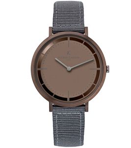 Pierre Cardin Herren Armband-Uhr analoge Quarz-Uhr mit Textil-Armband 3ATM 41mm CBV.1036 Grau/Braun