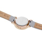 Pierre Cardin ladies two-hand wristwatch dial with silver circle details analogue quartz watch with leather strap 3ATM 27mm CCM.0506 grey/rose gold
