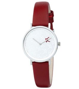 Reloj de señora Pierre Cardin con abreviatura de la marca en la esfera Reloj analógico de cuarzo con correa de piel 3ATM 31mm CBV.1517 Rojo/Plata