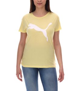 T-shirt d'été pour femme PUMA avec technologie DryCell T-shirt en coton à manches courtes avec logo PUMA 586454 40 Jaune/Blanc