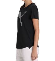 PUMA Damen leichtes T-Shirt mit PUMA-Logo Kurzarm-Shirt Rundhals-Shirt 585941 01 Schwarz/Weiß