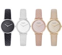 Pierre Cardin ladies' wristwatch with branded initials print, analogue quartz watch with leather strap 3ATM 31mm CBV.15 black, pink, white or beige