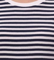 DELMAO Damen Sweatshirt gestreiftes Baumwoll-Longsleeve Langarm-Shirt 21530737 Weiß/Navy