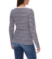 DELMAO Damen Sweatshirt gestreiftes Baumwoll-Longsleeve Langarm-Shirt 21530737 Weiß/Navy