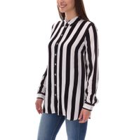 AjC women's shirt blouse striped long-sleeved shirt light summer blouse leisure blouse with button placket 21945827 white/black