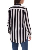 AjC women's shirt blouse striped long-sleeved shirt light summer blouse leisure blouse with button placket 21945827 white/black