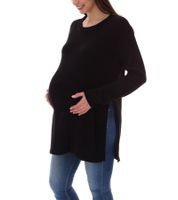 nine 9 months women's maternity sweater with large slit knitted sweater maternity fashion 46551556 black