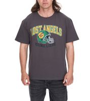KEINE LIEBE Ballhead Herren Baumwoll-Shirt mit LOST ANGELES Schriftzug T-Shirt Rundhals-Shirt Kurzarm-Shirt KLTS1011GRY Grau/Grün/Orange