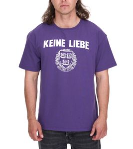 Chemise en coton pour homme KEINE LIEBE avec écusson du club Brocken-Heart T-shirt à col rond Chemise à manches courtes KLTS1009 Violet/Blanc