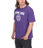 Camisa de algodón para hombre KEINE LIEBE con el escudo del club Brocken-Heart Camiseta de cuello redondo Camisa de manga corta KLTS1009 Violeta/Blanco