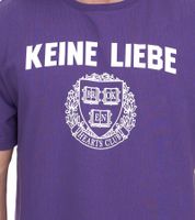 Camisa de algodón para hombre KEINE LIEBE con el escudo del club Brocken-Heart Camiseta de cuello redondo Camisa de manga corta KLTS1009 Violeta/Blanco