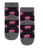 1 pairs of Moustard children's socks made of cotton, stopper socks with elephant print, toddler socks 20S-ELEP black/pink/gray