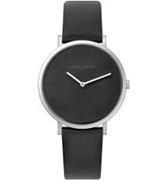 Pierre Cardin ladies' wristwatch with the letters of the brand as numbers, analogue quartz watch with leather strap 3ATM 39mm CBV.100 black/white/silver or black/silver