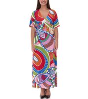 farbenfrohes Damen Sommer-Kleid Jersey-Kleid im Allover-Druck Design 933255 Bunt