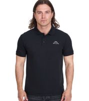 Kappa Men's Cotton Polo Shirt with Small Embroidery, Short-Sleeved Pique Knit Polo Shirt, 303173NC A03 Black